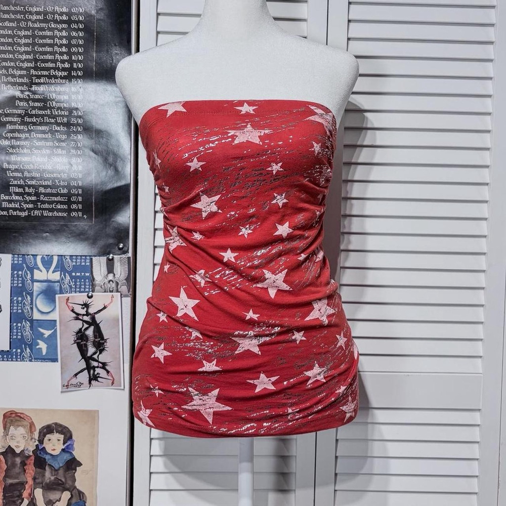 Red and silver star tube top